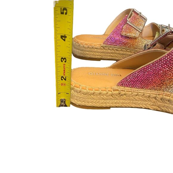 Gianni Bini Tyyla Rainbow Rhinestone Embellished Platforms Sz 8.5 Festival Boho - Picture 13 of 13